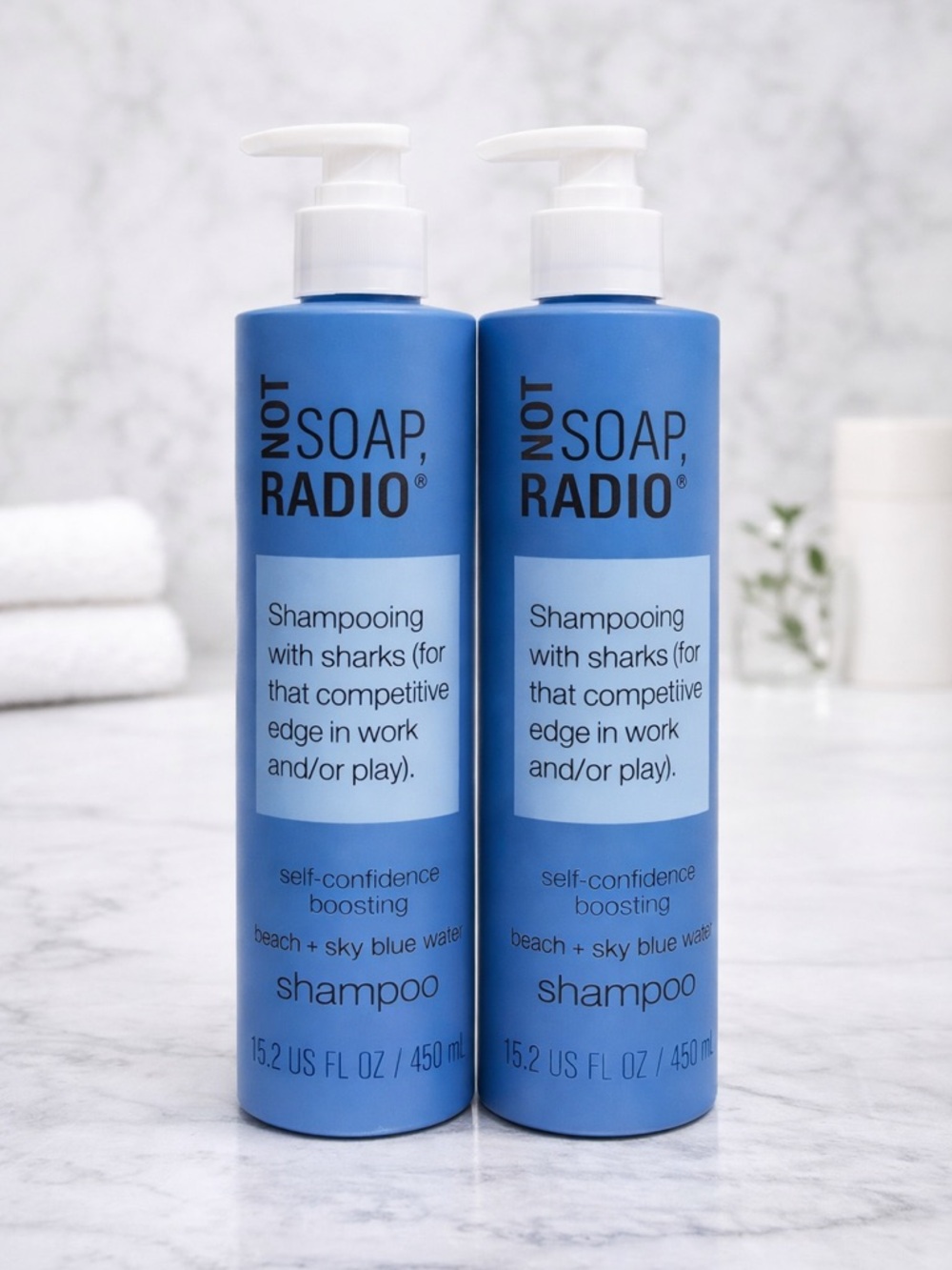 NOT SOAP, RADIO Shampoo 15.2 oz Set of 2 Beach + Sky Blue Water